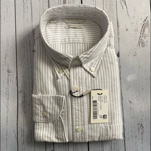 SuitSupply Grey Striped Long Sleeve Button Up